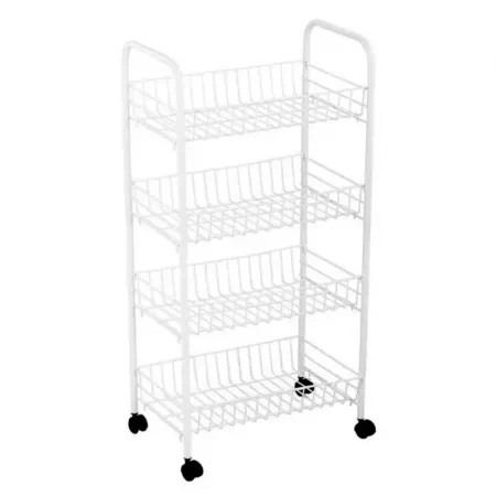 Carrito Verdulero Blanco 4 Cestas con Ruedas, Resistente Carrito Verdulero Blanco 4 Cestas con Ruedas, Resistente