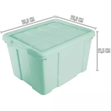 Caja de almacenamiento 16L verde pastel para organizar fácil