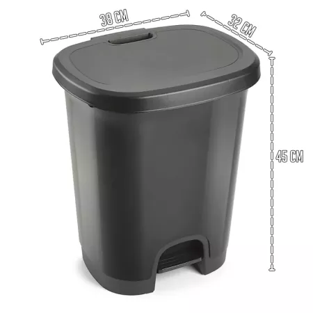 Tradineur - Cubo de basura con pedal - Fabricado en Plástico - Capacidad de 27 Litros - 45 x 38 x 32 cm - Color Gris Oscuro Tradineur - Cubo de basura con pedal - Fabricado en Plástico - Capacidad de 27 Litros - 45 x 38 x 32 cm - Color Gris Oscuro