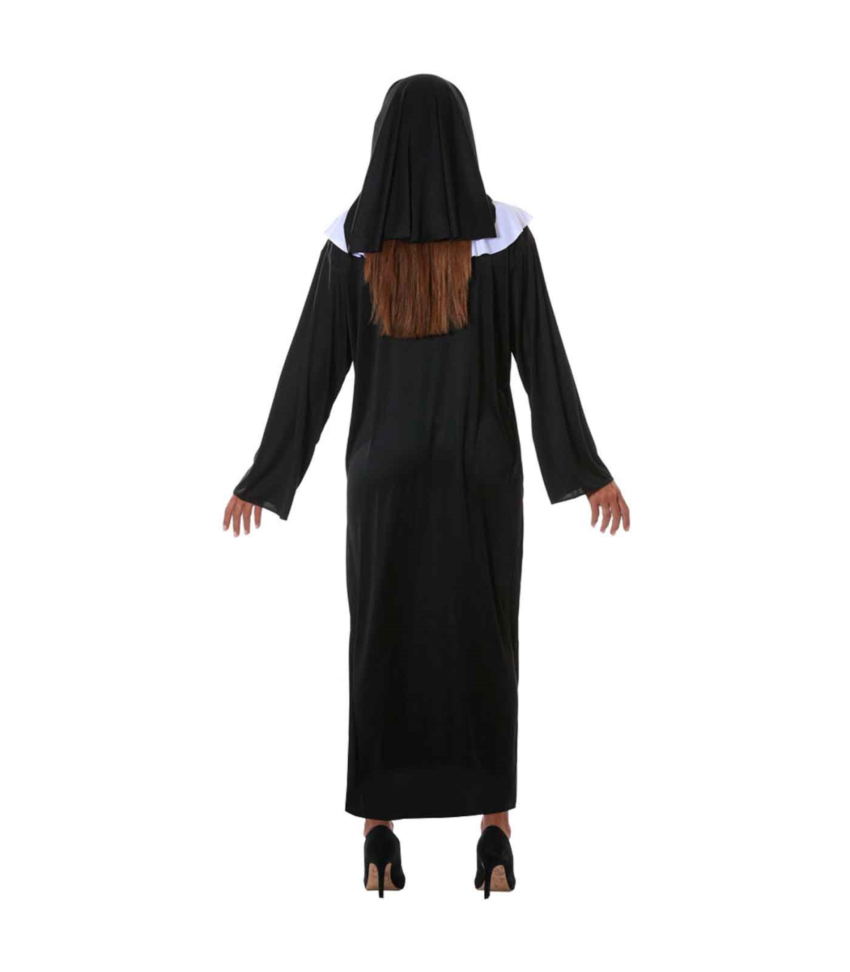 Disfraz monja, bata en blanco y negro para jóvenes y adultos para carnaval,  halloween, celebraciones. Talla M