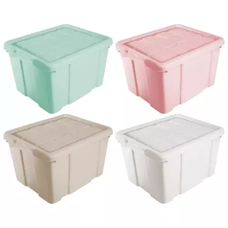 Tradineur - Caja de Almacenamiento con tapa - Fabricado en plástico - Contenedor para almacenar juguetes, Libros, ropa, mantas -