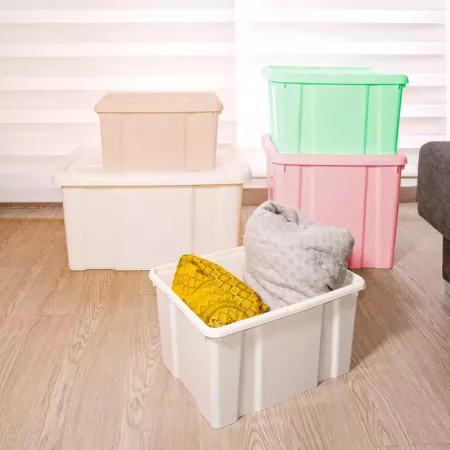Tradineur - Caja de Almacenamiento con tapa - Fabricado en plástico - Contenedor para almacenar juguetes, Libros, ropa, mantas -