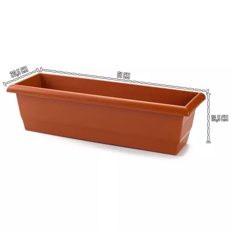 Tradineur - Jardinera Modelo Terracota - PLFT - Fabricado en Plástico - Macetero apto para Exterior e Interior del hogar - 60 cm