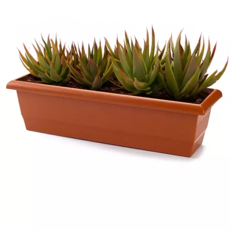 Tradineur - Jardinera Modelo Terracota - PLFT - Fabricado en Plástico - Macetero apto para Exterior e Interior del hogar - 60 cm