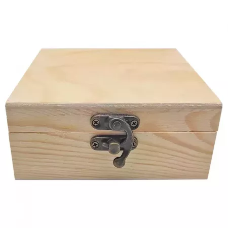 Caja de Madera Natural 12x12x5,3 cm con Cierre Metálico Caja de Madera Natural 12x12x5,3 cm con Cierre Metálico