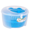 Escurridora centrifugadora de ensalada 4,5 litros con manivela color azul 14,5 x 24 x 24 cm