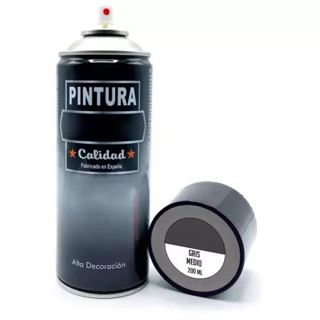 Spray Pintura Gris Medio 200ml para Madera y Metal Spray Pintura Gris Medio 200ml para Madera y Metal