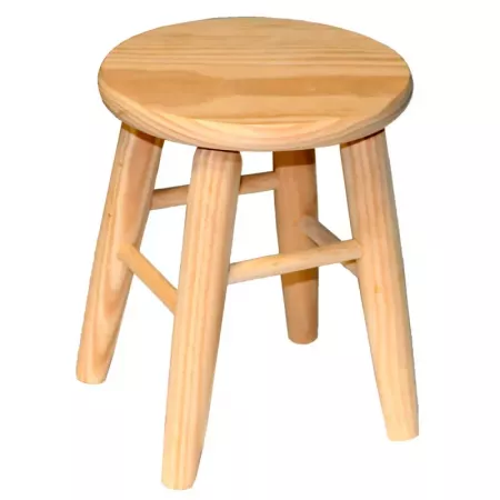 Mini Taburete Infantil de Madera Natural con Reposapiés Mini Taburete Infantil de Madera Natural con Reposapiés
