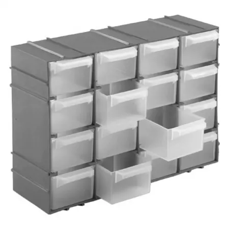 Organizador 16 Cajones Transparente Apilable, Plástico Resistente Organizador 16 Cajones Transparente Apilable, Plástico Resistente