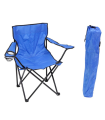 Tradineur - Silla de camping plegable con portavasos, metal y lona, soporta 110 kg, silla ligera de acampada, picnic, ir a pescar, jardín, exterior (Azul - 80 x 50 x 50 cm)