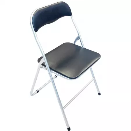 Silla Plegable Acolchada Negra con Reposapiés y Antideslizante Silla Plegable Acolchada Negra con Reposapiés y Antideslizante