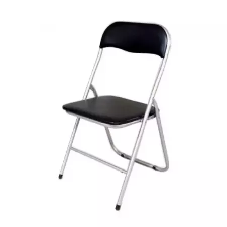 Silla Plegable Acolchada Negra con Reposapiés y Antideslizante Silla Plegable Acolchada Negra con Reposapiés y Antideslizante