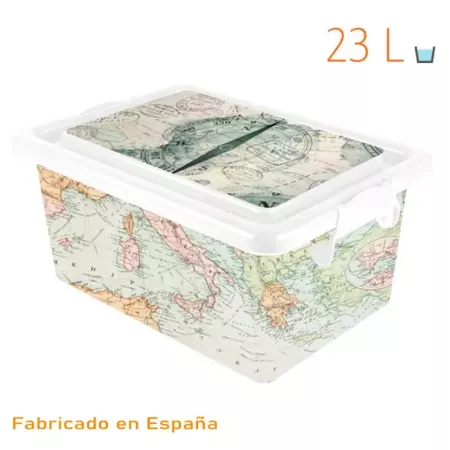 Tradineur - Caja de plástico con tapa y cierres laterales clip, cajón de almacenaje multiusos, ordenación, objetos, hogar, fabri Tradineur - Caja de plástico con tapa y cierres laterales clip, cajón de almacenaje multiusos, ordenación, objetos, hogar, fabri