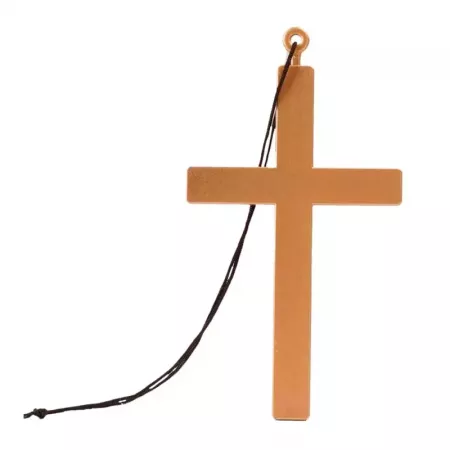 Cruz de sacerdote Halloween dorada con cordón negro resistente Cruz de sacerdote Halloween dorada con cordón negro resistente