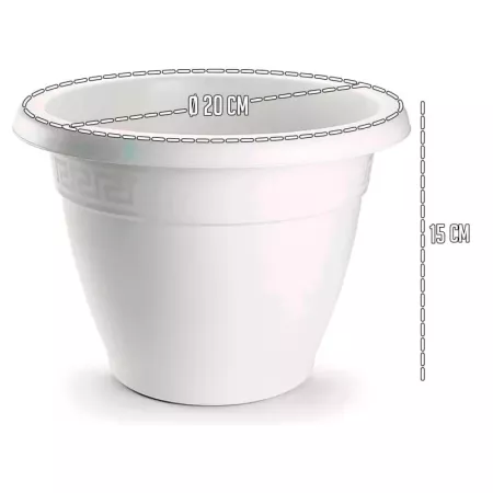 Maceta Redonda Terracota 20 cm Plástico Blanco – Hogar&nbsp;