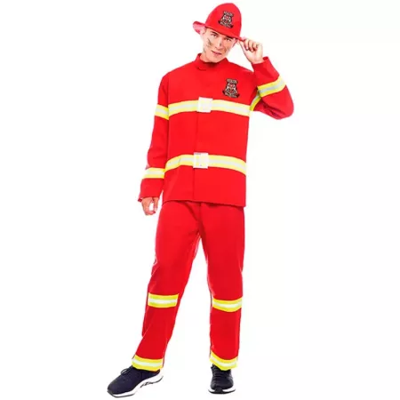 Disfraz de Bombero XL 100% Poliéster con Sombrero y Pantalón