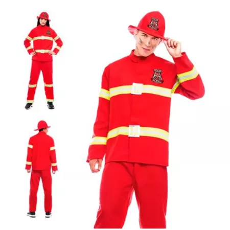 Disfraz de Bombero XL 100% Poliéster con Sombrero y Pantalón