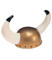 Tradineur - Casco de vikingo color bronce, ideal para complementar disfraces en carnaval, halloween y celebraciones. Tamaño: 22 x 38 x 22 cm