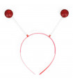 Tradineur - Diadema con bolas saltarinas escarchadas - Complemento para disfraz de carnaval, halloween, cosplay, fiesta, adultos, talla única - Rojo