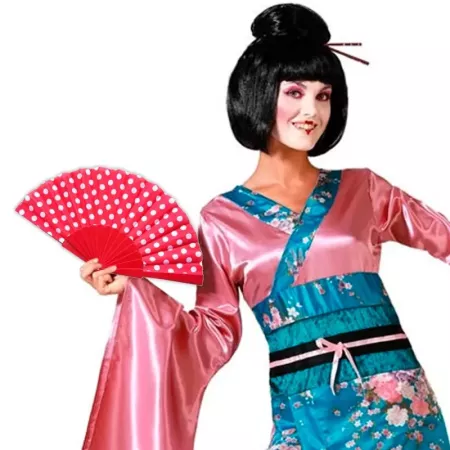 Tradineur - Abanico Chino - Fabricado en plástico - Apertura de 43 cm - Ideal como complemento para disfraces para carnaval - Co