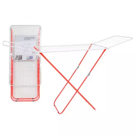 Tendedero Plegable 20 m Blanco y Rojo, Robusto y Ligero