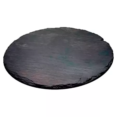 Tradineur - Plato de Pizarra - Forma Redondo - Platos Llanos de Piedra Natural para Servir Alimentos, quesos, Aperitivos - Ø 30