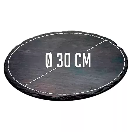 Tradineur - Plato de Pizarra - Forma Redondo - Platos Llanos de Piedra Natural para Servir Alimentos, quesos, Aperitivos - Ø 30