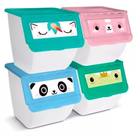 Tradineur - Contenedor apilable - Fabricado en plástico - Organizador para la basura, caja de almacenamiento de residuos, recicl