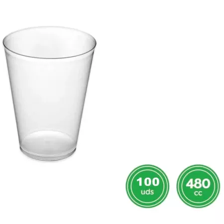 Pack 100 Vasos Reutilizables Cubata 480 ml Resistentes Pack 100 Vasos Reutilizables Cubata 480 ml Resistentes