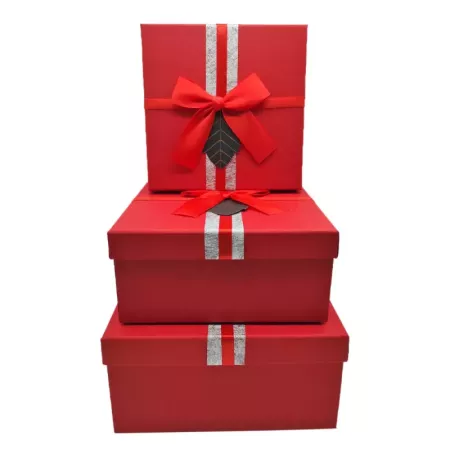 Set 3 Cajas Regalo Rojas con Lazo para Cumpleaños y Navidad Set 3 Cajas Regalo Rojas con Lazo para Cumpleaños y Navidad