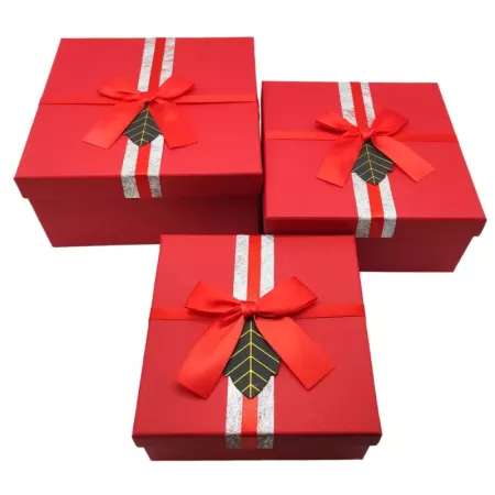 Set 3 Cajas Regalo Rojas con Lazo para Cumpleaños y Navidad Set 3 Cajas Regalo Rojas con Lazo para Cumpleaños y Navidad