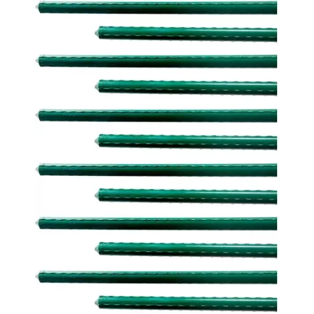 Tradineur - Varilla, tutor de acero plastificado para plantas, soporte, estaca, guía para tomates, judías (Verde - 1,1 x 150 cm)