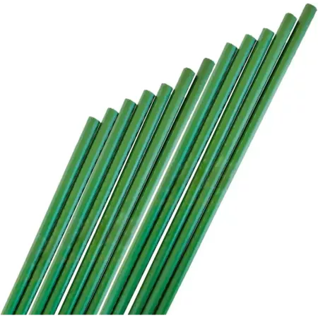 Tradineur - Varilla, tutor de acero plastificado para plantas, soporte, estaca, guía para tomates, judías (Verde - 1,1 x 150 cm)