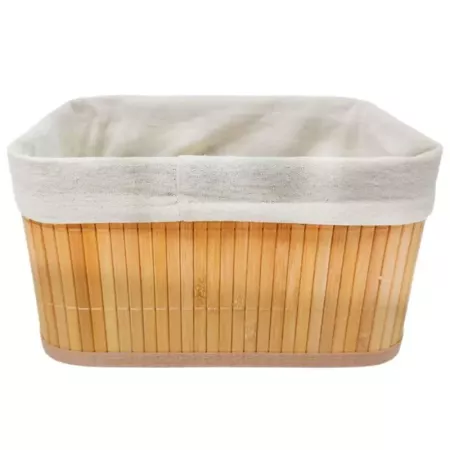 Tradineur - Cesta rectangular de bambú, incluye forro interior de tela extraíble y lavable, ligera, organización del hogar (Colo