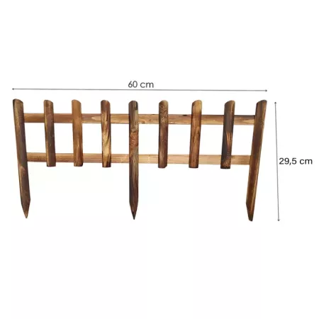 Tradineur - Pack de 6 vallas de madera decorativas de jardín, borde para césped, plantas, flores, decoración de exterior (Marrón