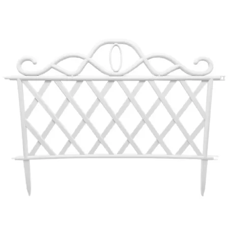 Tradineur - Pack de 4 vallas de plástico decorativas de jardín, borde para césped, plantas, flores, decoración de exterior (Blan