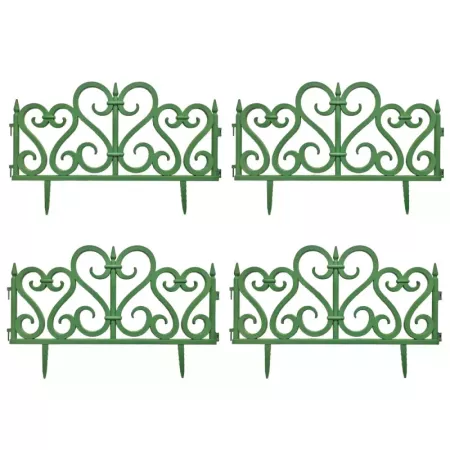 Tradineur - Pack de 4 vallas de plástico decorativas de jardín, borde para césped, plantas, flores, decoración de exterior (Verd