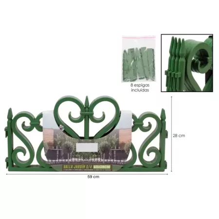 Tradineur - Pack de 4 vallas de plástico decorativas de jardín, borde para césped, plantas, flores, decoración de exterior (Verd