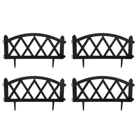 Tradineur - Pack de 4 vallas de plástico decorativas de jardín, borde para césped, plantas, flores, decoración de exterior (Negr
