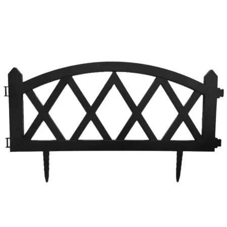 Tradineur - Pack de 4 vallas de plástico decorativas de jardín, borde para césped, plantas, flores, decoración de exterior (Negr