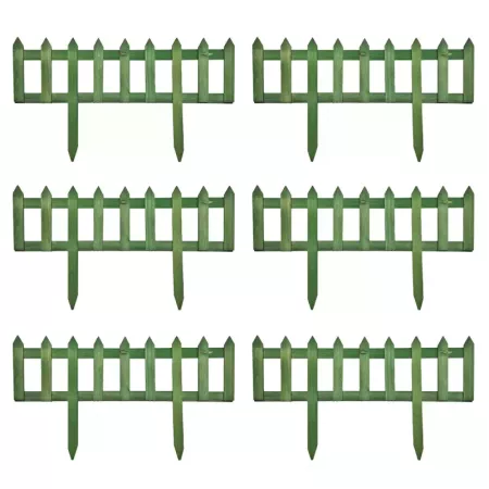 Tradineur - Pack de 6 vallas de madera decorativas de jardín, borde para césped, plantas, flores, decoración de exterior (Verde