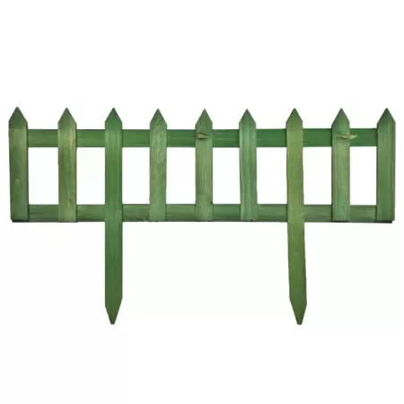 Tradineur - Pack de 6 vallas de madera decorativas de jardín, borde para césped, plantas, flores, decoración de exterior (Verde