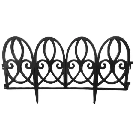 Tradineur - Pack de 4 vallas de plástico decorativas de jardín, borde para césped, plantas, flores, decoración de exterior (Negr