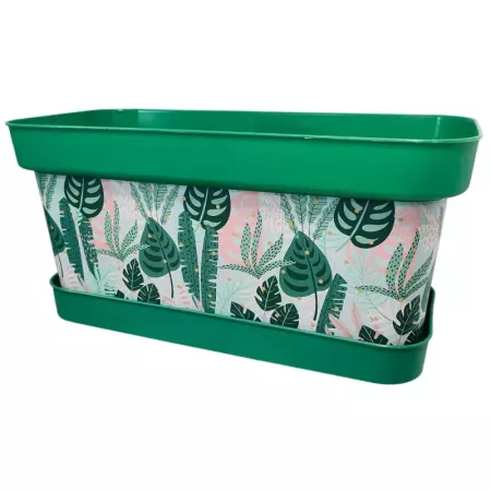 Tradineur - Jardinera de plástico con plato, modelo Lunares Floral, polipropileno, tiesto, macetero, recipiente para plantas, fa Tradineur - Jardinera de plástico con plato, modelo Lunares Floral, polipropileno, tiesto, macetero, recipiente para plantas, fa