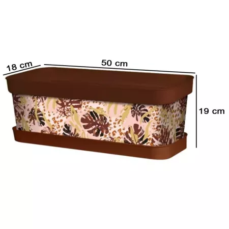 Jardinera Animal Print Floral 50 cm Polipropileno Marrón