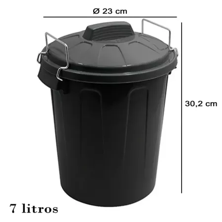Tradineur - Cubo de basura de plástico, incluye tapa y asas metálicas, contenedor de residuos, papelera, reciclaje, fabricado en