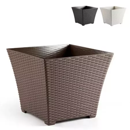 Maceta Rattan Cuadrada 32x37x37 cm Resistente y Versátil Maceta Rattan Cuadrada 32x37x37 cm Resistente y Versátil