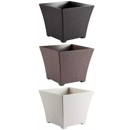Maceta Rattan Cuadrada 32x37x37 cm Resistente y Versátil Maceta Rattan Cuadrada 32x37x37 cm Resistente y Versátil