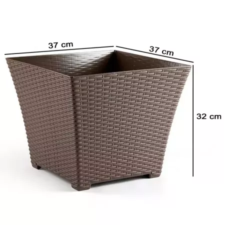 Maceta Rattan Cuadrada 32x37x37 cm Resistente y Versátil Maceta Rattan Cuadrada 32x37x37 cm Resistente y Versátil