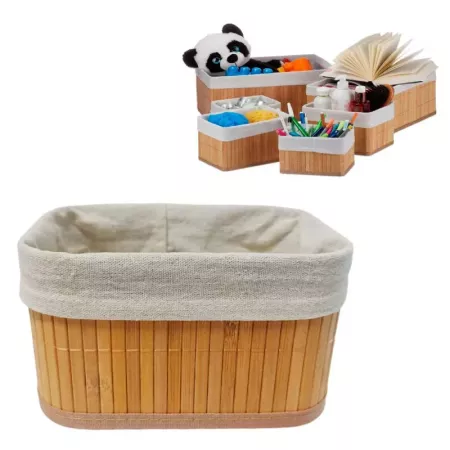 Cesta de bambú con forro extraíble, ligera y práctica